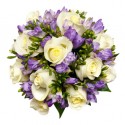 12 white Roses with freesias scented