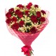 Bouquet con 18 rose rosse e margherite bianche