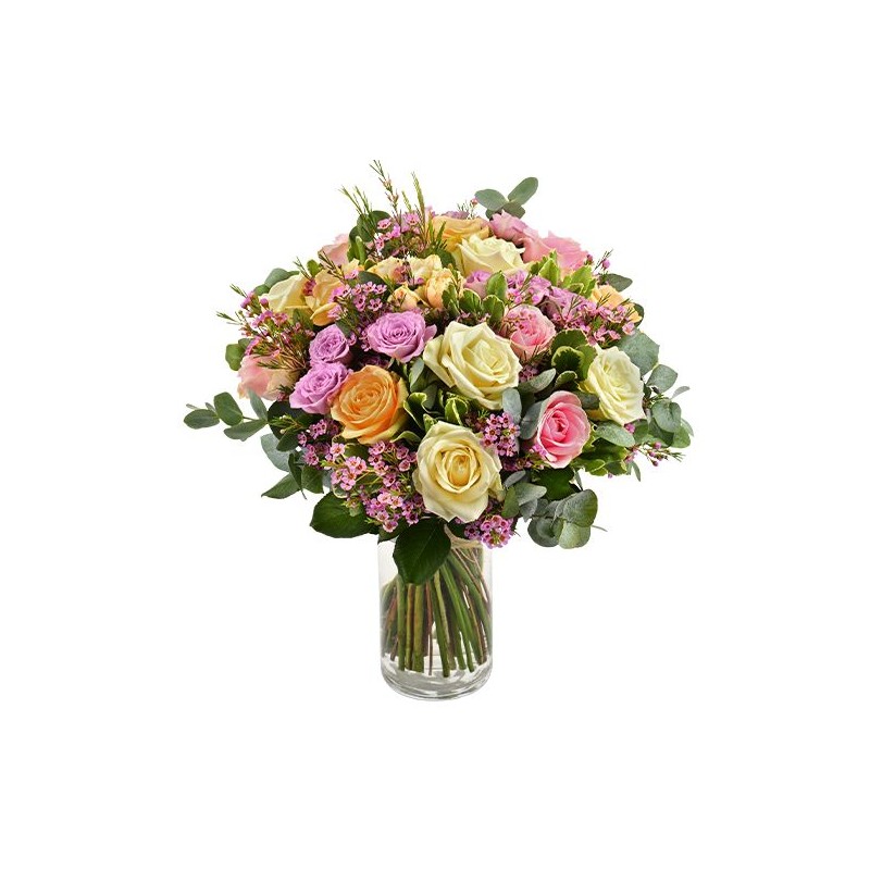 Composición de vidrio mezcla de flores de temporada