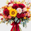 Ramo de gerberas,orquídeas y rosas rojas
