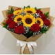 Rose rosse e girasoli