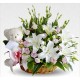 Combination in a basket with white flowers 