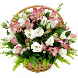 Cesto di fiori combinazione dai colori rosa e bianchi