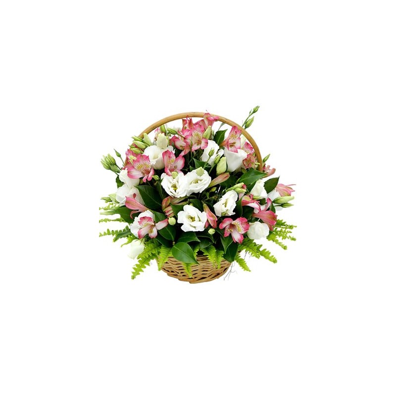Un panier de fleurs combinaison de couleurs rose et blanc