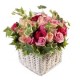 Basket of roses by color pink 