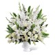 Large Basket with lilies, carnations, white roses and gladioli, white 
