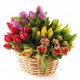 Cesta de tulipanes de colores