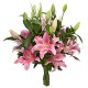 Deck gi lilies and pink lisianthus white