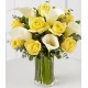 Yellow roses and white callas