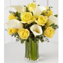 Rosas amarillas y blancas callas