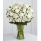 Una docena de rosas blancas y alstromelie blanco