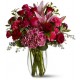 Combination of 12 red roses, lilies pink,pink carnations flowers furniture and green complementary