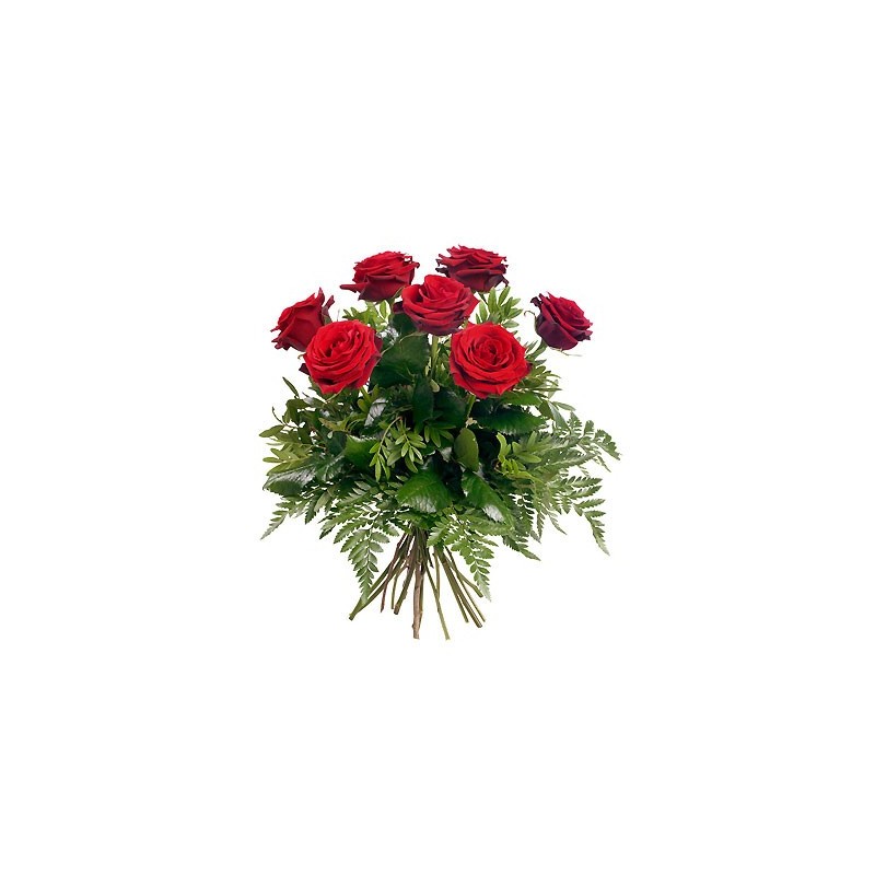 San Valentino1 -bouquet de 7 roses rouges feuilles vertes - L'ARTEFIORI -  FIORI ON LINE ROMA