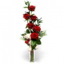  San Valentino7 -- 6 rose rosse con simpatico peluche in fogli di verde