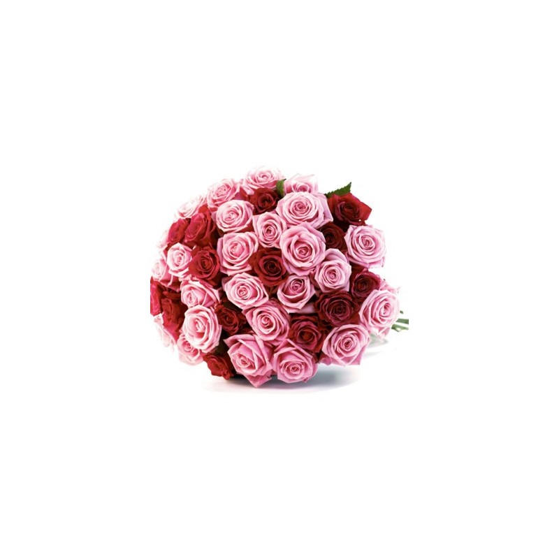 Bouquet of 40 roses red and pink